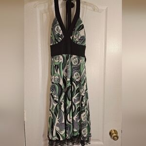 Speechless Black and Green Floral Midi Dress